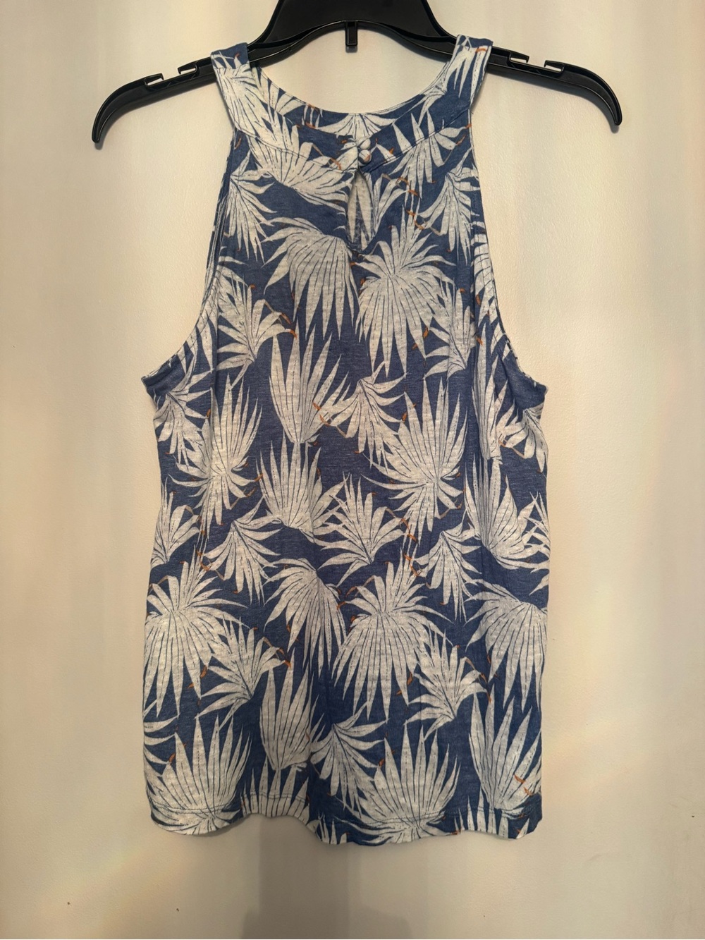 Rachel Zoe Blue Palm-Print Racerback Tank